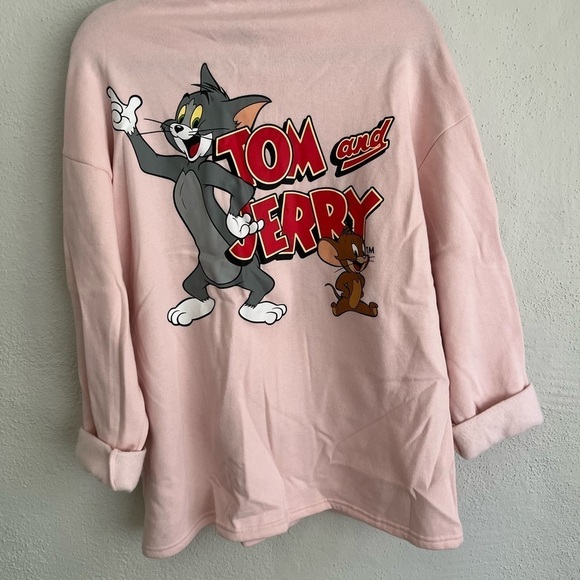 Tom & JERRY Women's Size Medium Pink Oversize Button Down Jacket - Picture 1 of 6